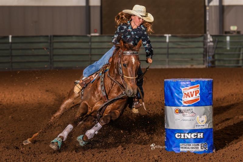 Tinlee Tonozzi barrel racing Colorado Classic