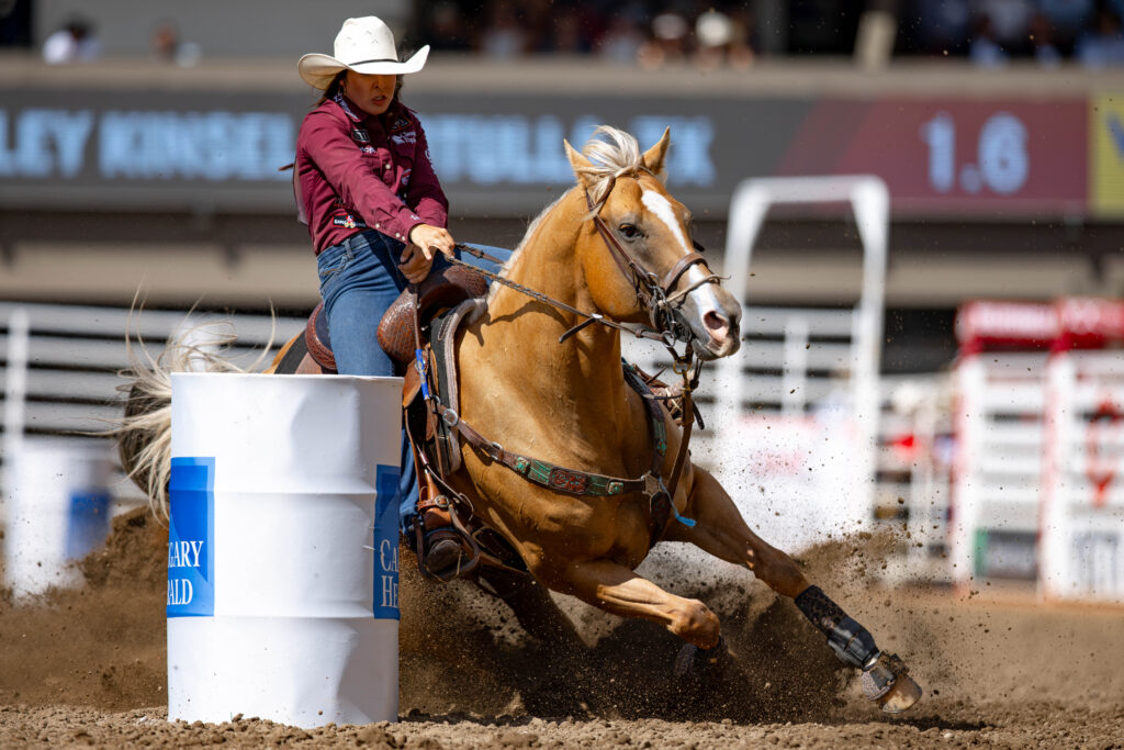 Hailey Kinsel turning a barrel on Sister