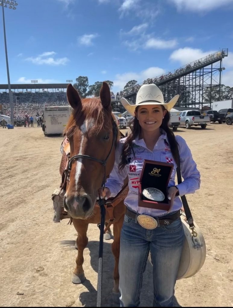 Shelby (Boisjoli) Meged and Lil Punch following their California Rodeo Salinas win.