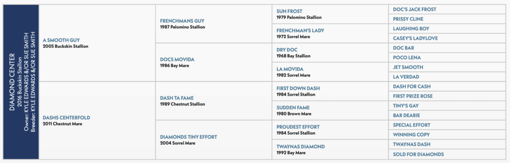 diamond center horse pedigree