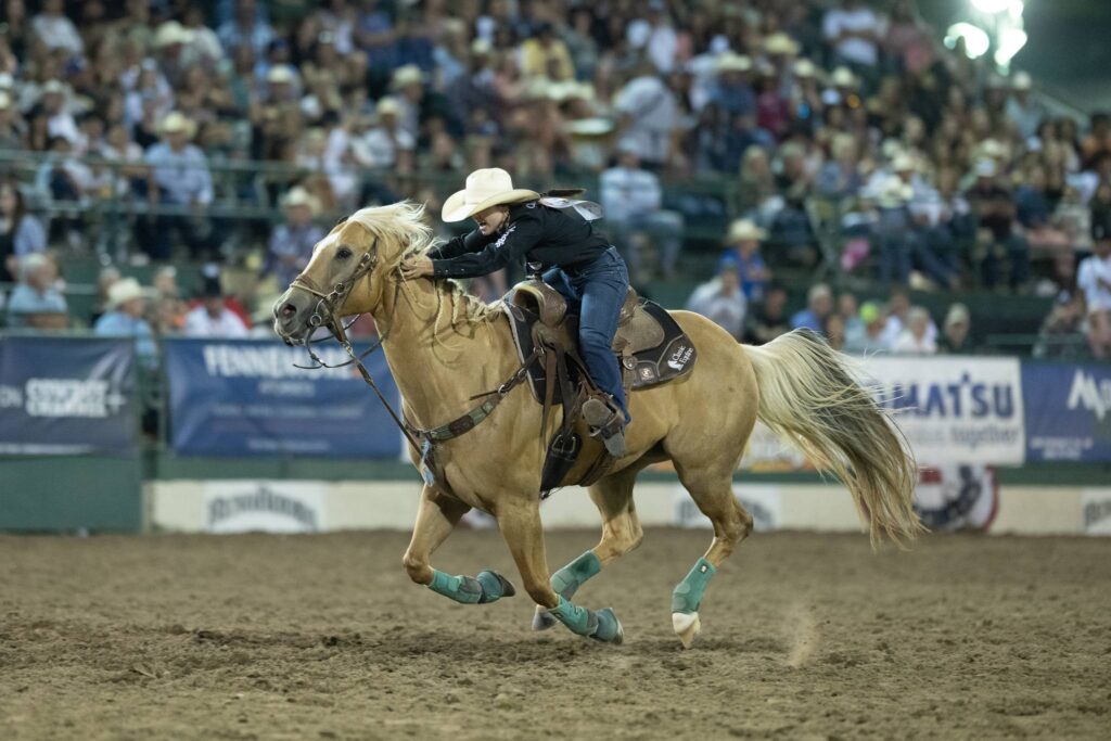 Hailey Kinsel and Sister running home at the 2024 Reno Rodeo.