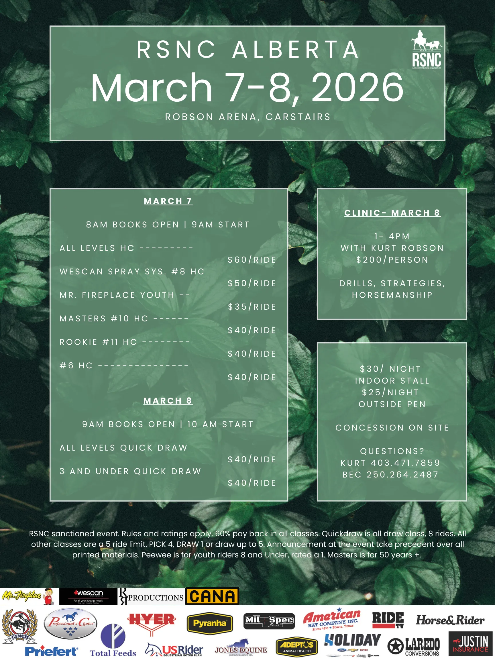 Ranch Sorting Events: March 2026