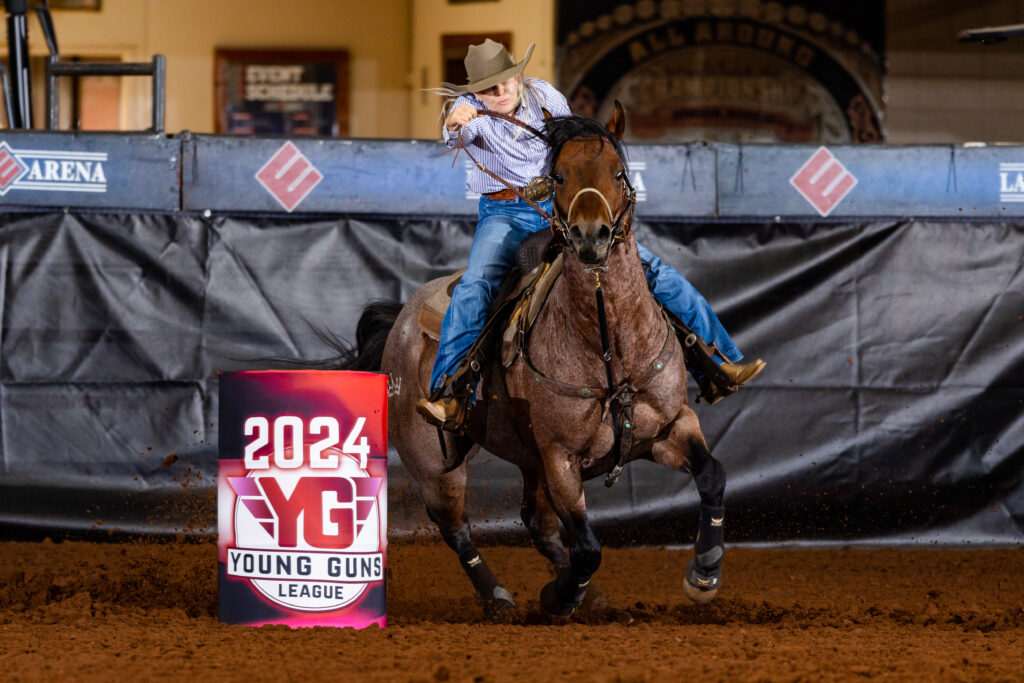 Natalie Deking and Deking of Flings barrel racing