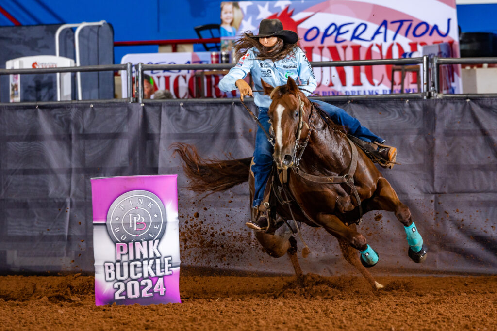 Ryann Pedone and thirty Six Roses barrel racing
