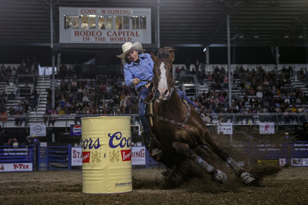 Lanita Peirce turns a barrel
