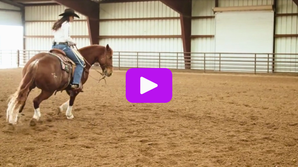 Shelby (Boisjoli) Meged riding a circle as part of her warm-up routine for breakaway horses