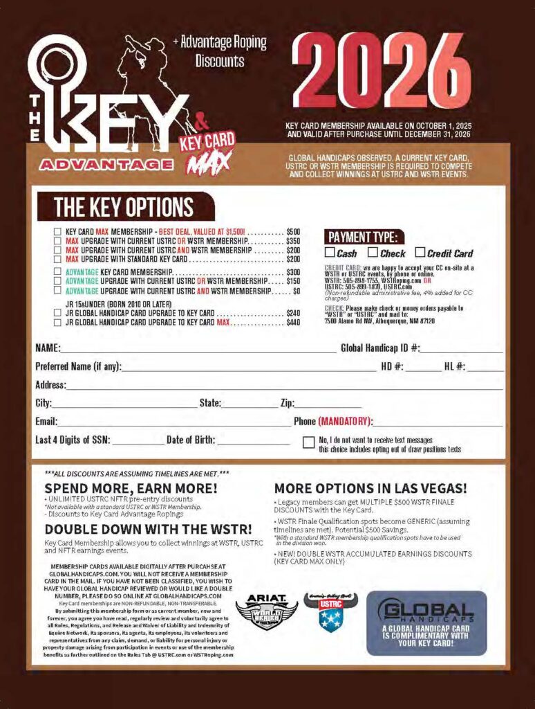 2026 Key Card Advantage membership application form listing Key options, pricing tiers, payment types and entry fields