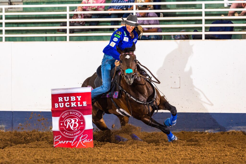 Michelle Alley turns a barrel