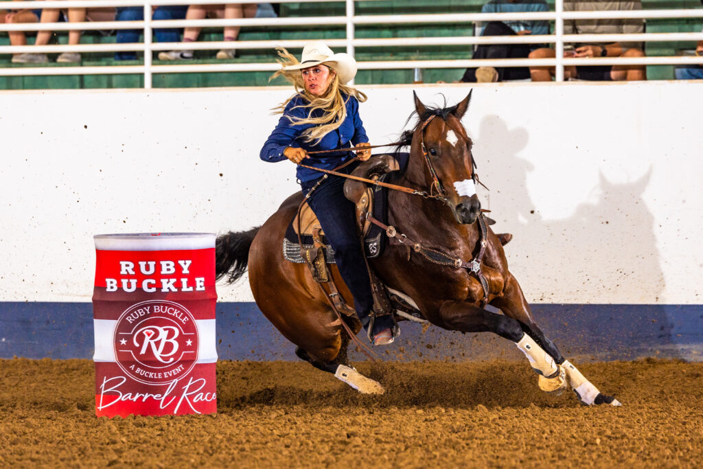 Brooklyn Stallone turns a barrel