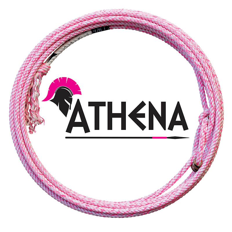 Athena pink braided rope with logo featuring a Spartan helmet design