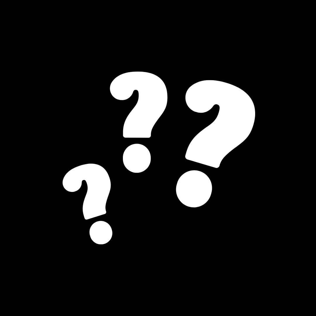 Three white question marks of varying sizes on a black background, a placeholder graphic for a missing photo