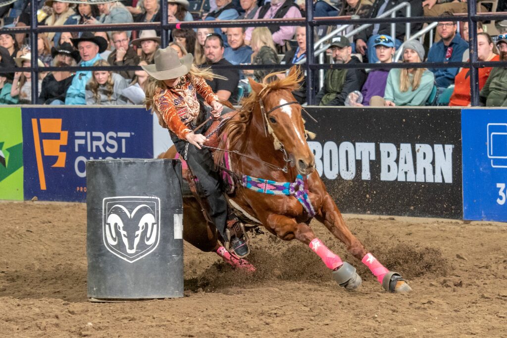 Jimmie Smith barrel racing in Denver.