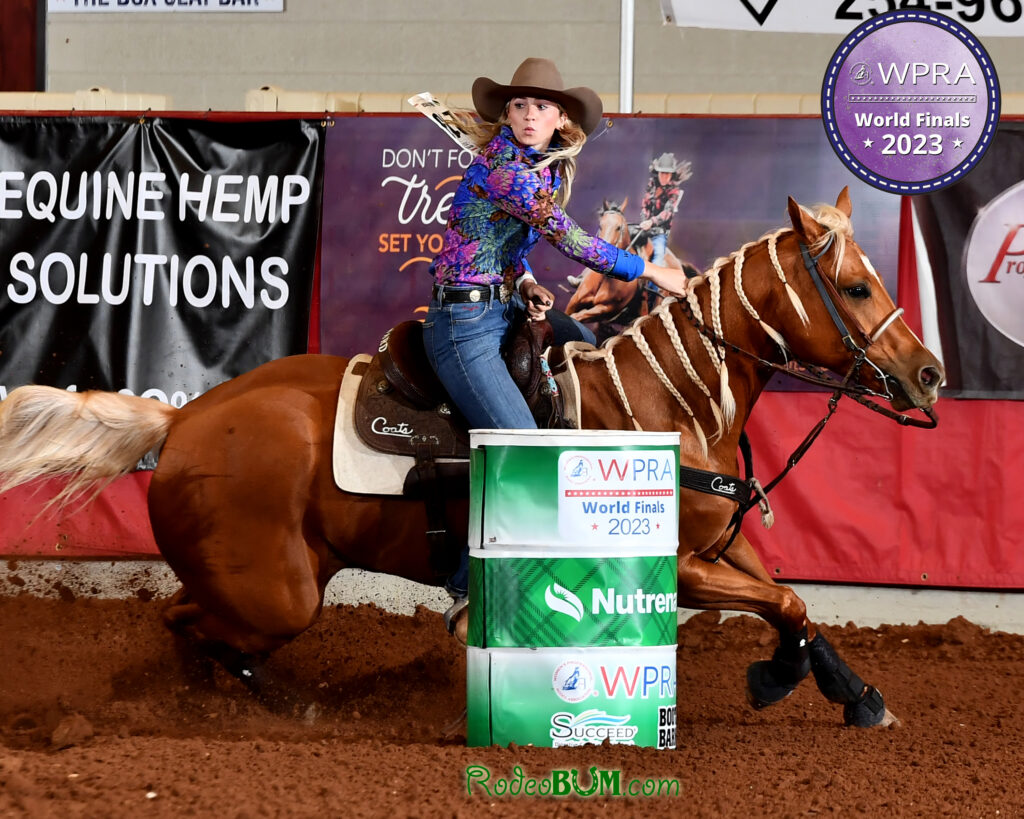 Emily Ward barrel racing at WPRA World Finals